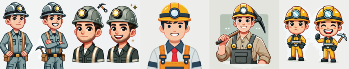 smiling mine worker vector character