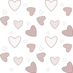 seamless background with hearts red white