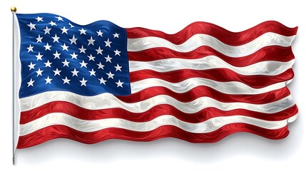 Fototapeta premium Waving United States flag illustration showcasing bold stars and flowing stripe patterns