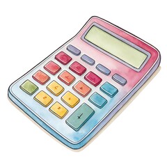 Watercolor Illustration of a Colorful Calculator
