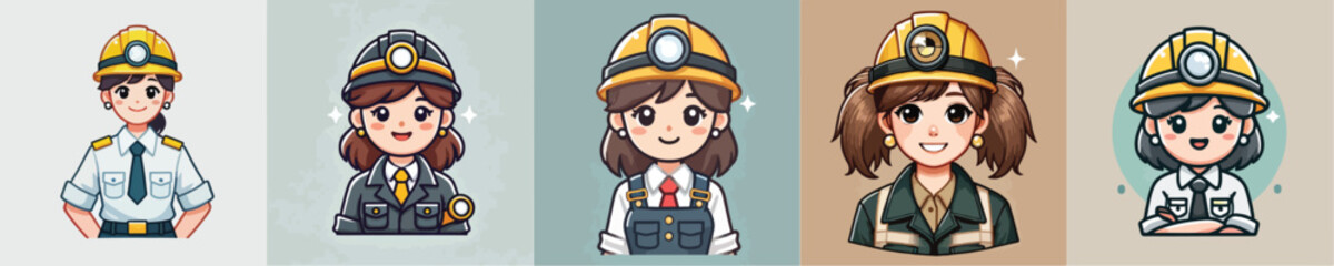 smiling female mine worker vector character
