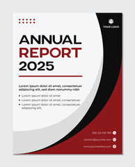 Modern annual report flyer template red and black wave design