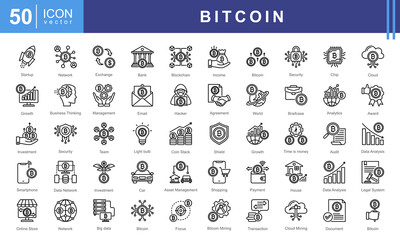 Bitcoin theme icon set embodies the essence of cryptocurrency, blockchain technology, and digital finance. This collection includes modern, sleek icons designed for fintech, trading, and investment.