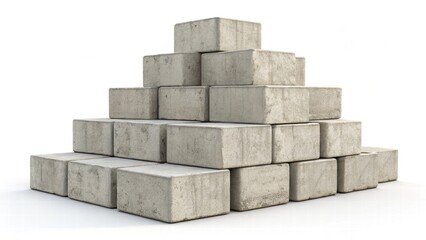 Fototapeta premium a concrete block with rough surfaces and clean edges, isolated on a white background.