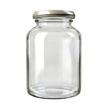 Blank glass jar mock-up, clear design, versatile use, ideal for branding, packaging, product displays, transparent background for easy integration