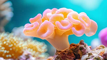 Vibrant Coral Structure in Tranquil Underwater Environment with Soft Lighting