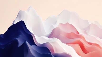 Obraz premium Abstract Pastel Mountain Range Digital Art: Serene Hues of Pink, White, and Blue