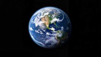 Earth view from space against black background