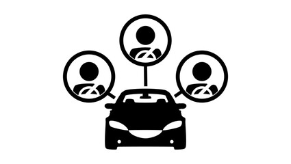 Carpool share emblem , black isolated silhouette