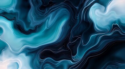 Obraz premium A sleek abstract composition of black, dark blue, and white smooth flowing lines, high-definition with a soft gradient effect.