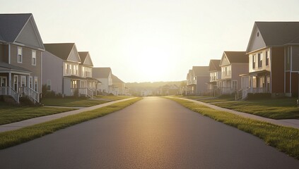 Sunset Suburbia: Golden Hour Serenity on a Residential Street
