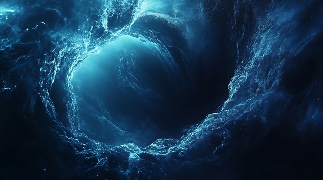 A sleek blue neon wave pattern gently moving across a dark background, offering a peaceful and dynamic atmosphere. - Powered by Adobe