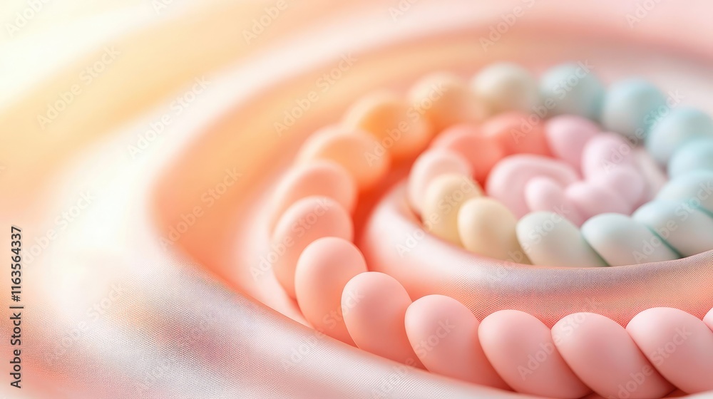 Aufkleber pastel chocolates concept. delicate spiral of pastel-colored sweets creating an inviting and whimsic