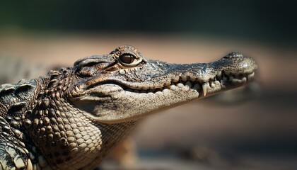 Obraz premium close up of a crocodile, close up photo of crocodile head with blurred background