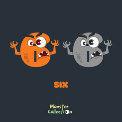 6, six, Monster Cartoon numbers, Colourful Cartoon Monster Collection with Cute and Scary Designs