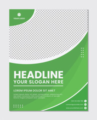 Flyer template for corporate business with green simple curved design