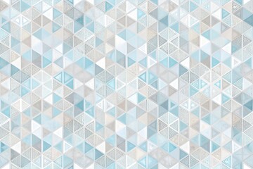 A seamless geometric pattern with pastel blue, white, and light gray triangles arranged in an elegant mosaic, perfect for modern Valentine’s Day designs or romantic backgrounds.