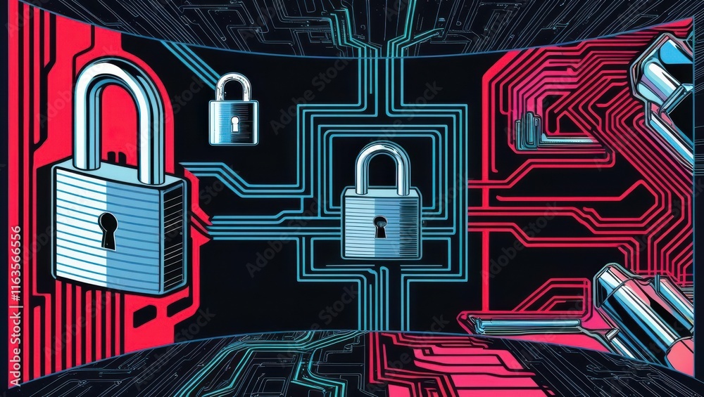 Poster Cybersecurity measures protecting data in digital environments graphic design