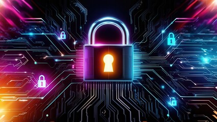 Obraz premium Cybersecurity in a high-tech environment a digital landscape infographic