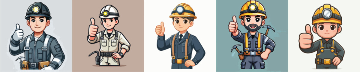 smiling mine worker vector character