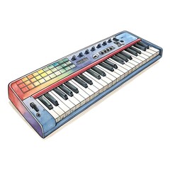 Fototapeta premium Watercolor MIDI Keyboard with Gradient Design 