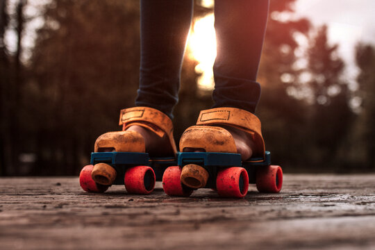 Retro 80's rollerskates outdoor kid fun