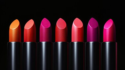 Obraz premium Vibrant lipstick in a modern package, placed strategically with blank space for messages.