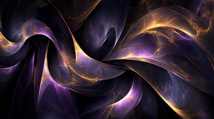 Obraz premium Intersecting and glowing metallic purple and gold lines, stretching across a dark, abstract canvas.