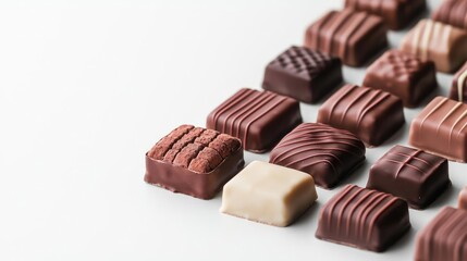 Pastel chocolates concept. An assortment of beautifully crafted chocolate pieces, perfect for indulging in.