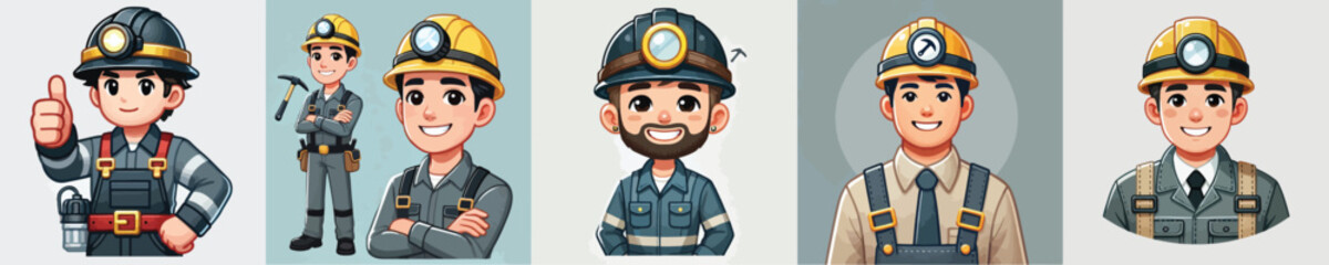 smiling mine worker vector character