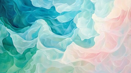 Gentle waves of soft green, blue, and pink hues intertwining, creating a soothing, flowing pattern.