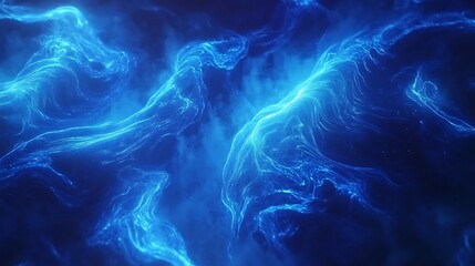 Soft blue neon waves flowing seamlessly across a glowing abstract background, radiating elegance and tranquility.