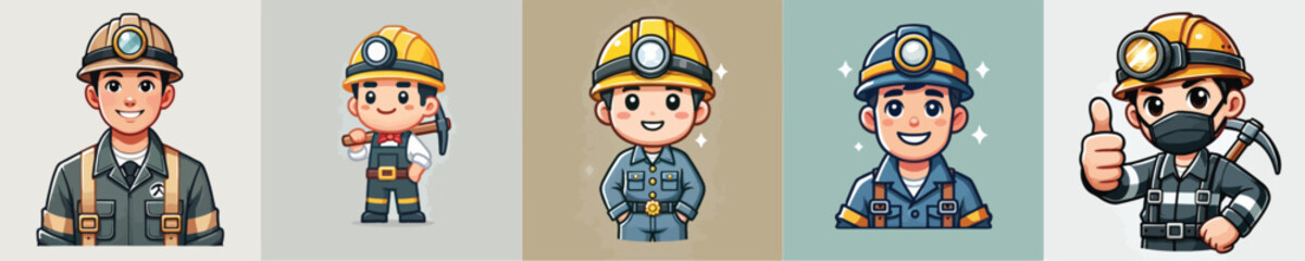 smiling mine worker vector character