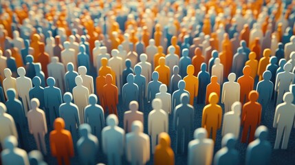 Obraz premium A diverse crowd of stylized figures in various colors, representing unity and community.
