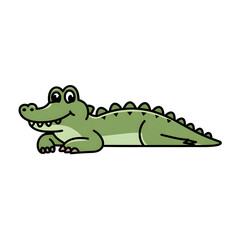 Obraz premium 2d illustration of crocodile , cartoon illustration , minimal design on isolated white background 