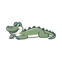 Obraz premium 2d illustration of crocodile , cartoon illustration , minimal design on isolated white background 