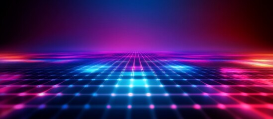 Obraz premium Futuristic glowing grid floor with vibrant colors.