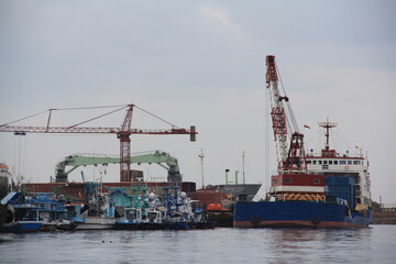 Fototapeta premium logistic ship that was berthed in the port