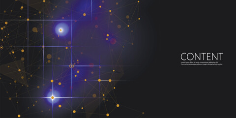 Network abstract design with connecting dot and line. Vector dark space background