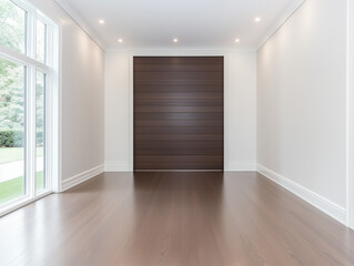 Obraz premium Welcoming Elegance: A Second Entryway Enhanced by Espresso Brown Wood Paneling