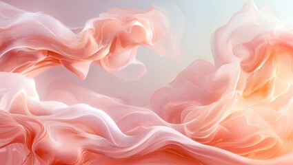 Obraz premium Ethereal Flow of Soft Waves: A Dreamlike Abstract Composition that Captivates and Inspires with Its Fluidity and Gentle Hues in Splendid Harmony of Light and Color.