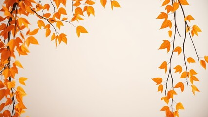 Autumnal Branches Frame a Blank Space for Text or Design