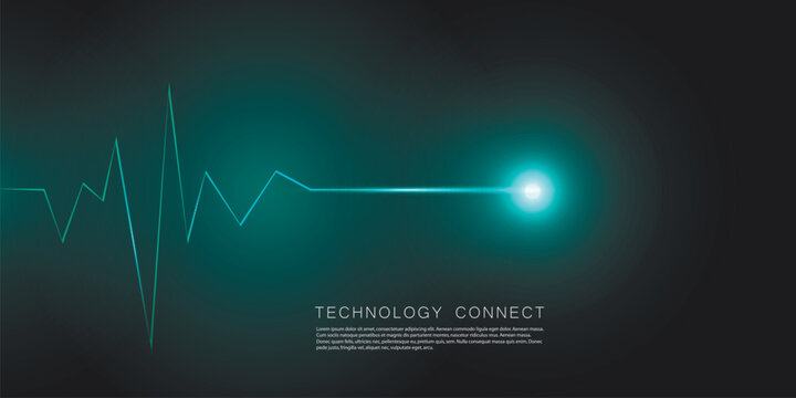 Abstract cardiogram on dark background. Vector banner design