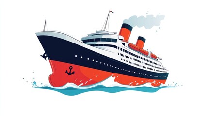 Ocean Liner Sailing Through Waves