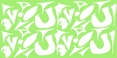 scribbled colored lines on a green background. Minimalist trendy abstract pattern. Modern vector template for design