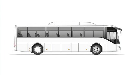 White Tourist Bus Illustration