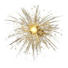 Obraz premium Dynamic explosion clipart sparkling golden burst in transparent background for creative projects