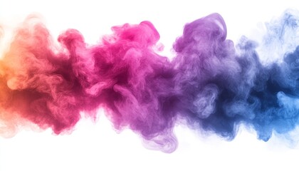 Fototapeta premium Abstract Colorful Smoke Wave, Vibrant Rainbow Cloud of Ink in Water, Isolated on White Background