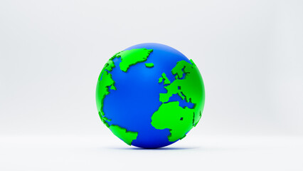 3D Globe Design on White Background, Representing Global Connectivity and Worldwide Perspective