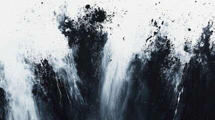 Abstract Black And White Paint Splashes Artwork